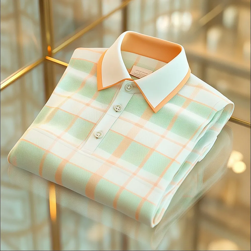Men's Business Casual Jacquard Button Short Sleeve Polo Shirt-0408