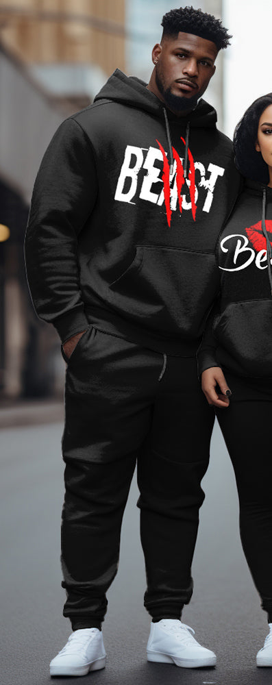 Couple Big and Tall Casual Couple Outfits For Couples Beauty Graffiti Hoodie Set
