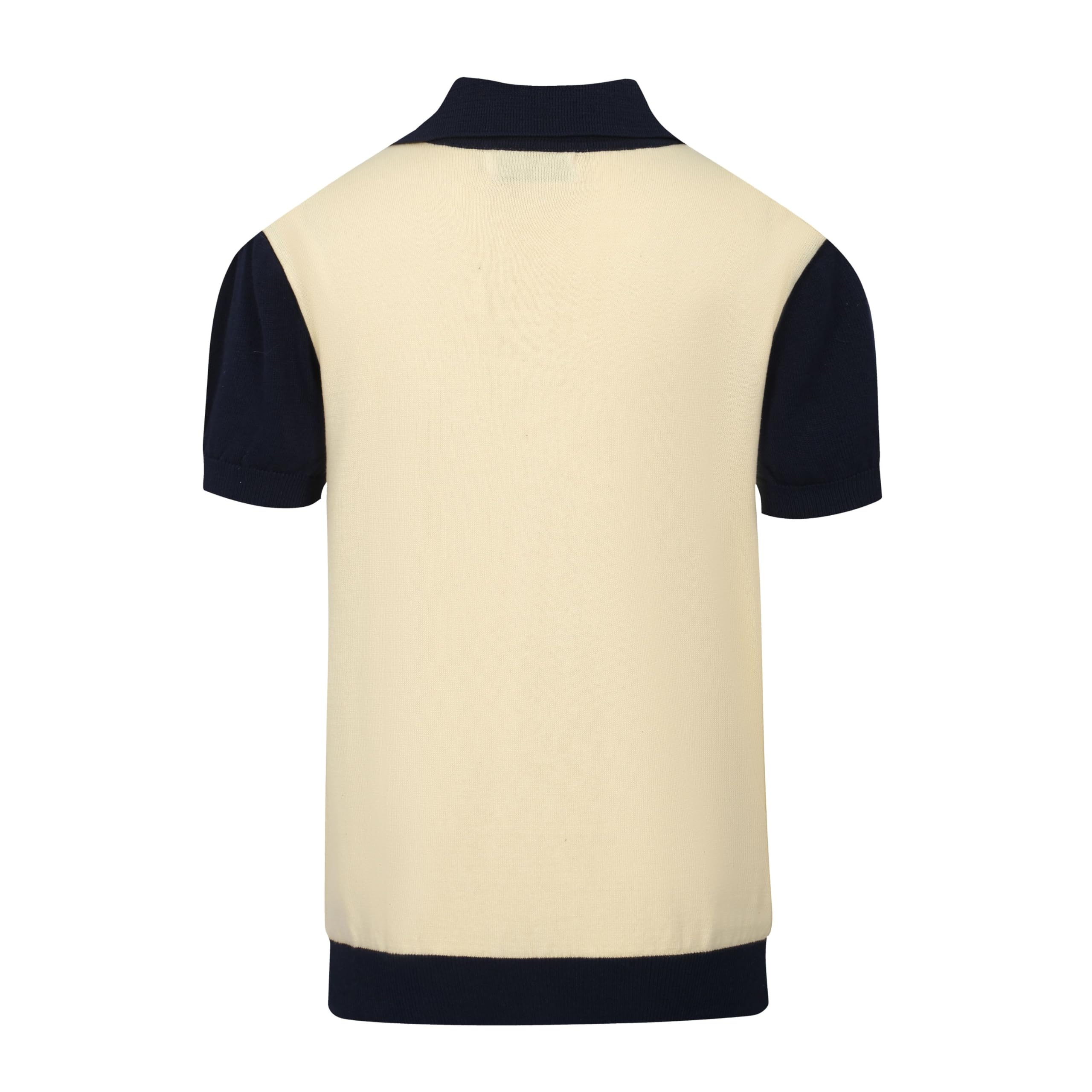 Men's Navy Blue & Apricot Printed Short Sleeve Polo Shirt