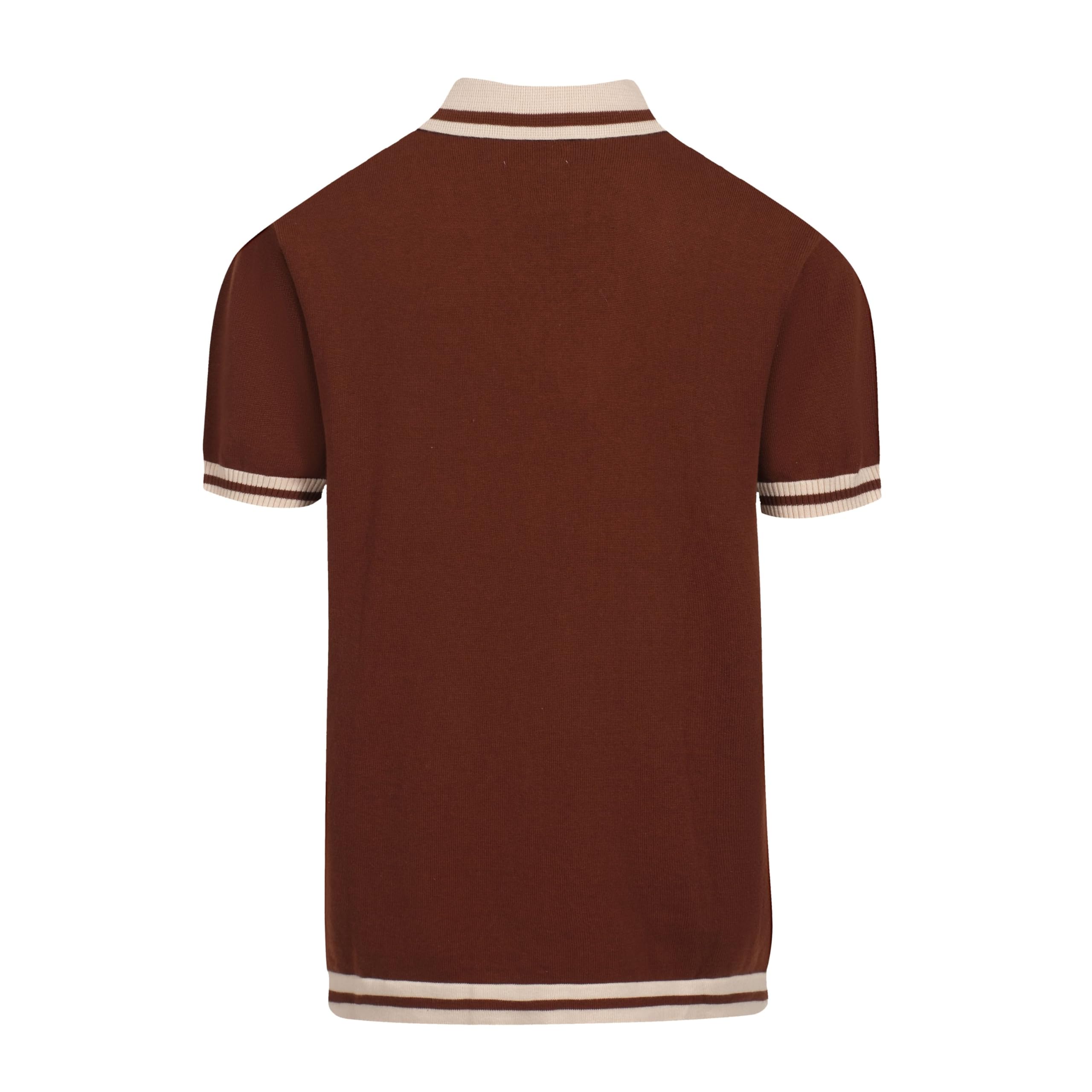 Men's Maroon & Orange Striped Printed Short Sleeve Polo Shirt