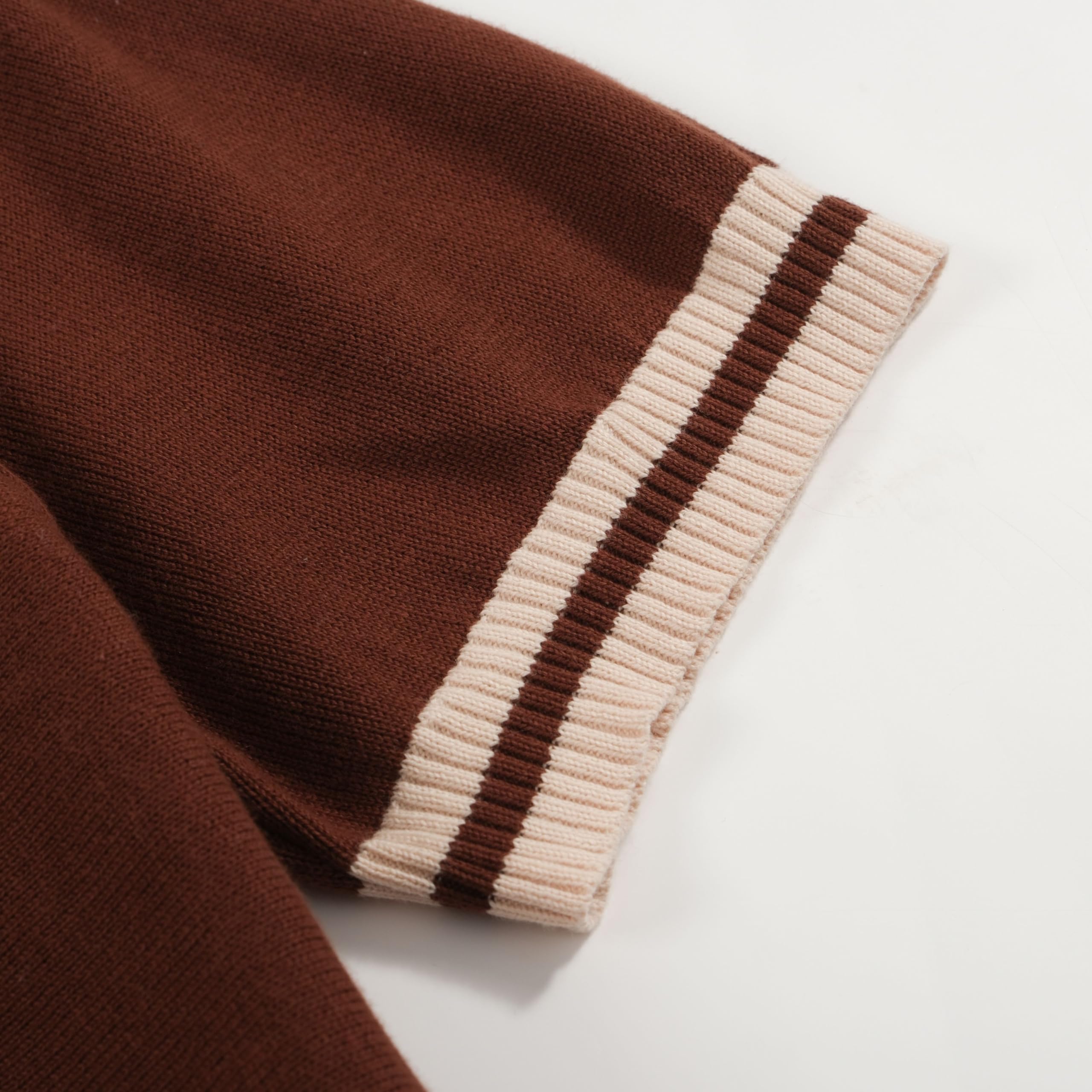 Men's Maroon & Orange Striped Printed Short Sleeve Polo Shirt