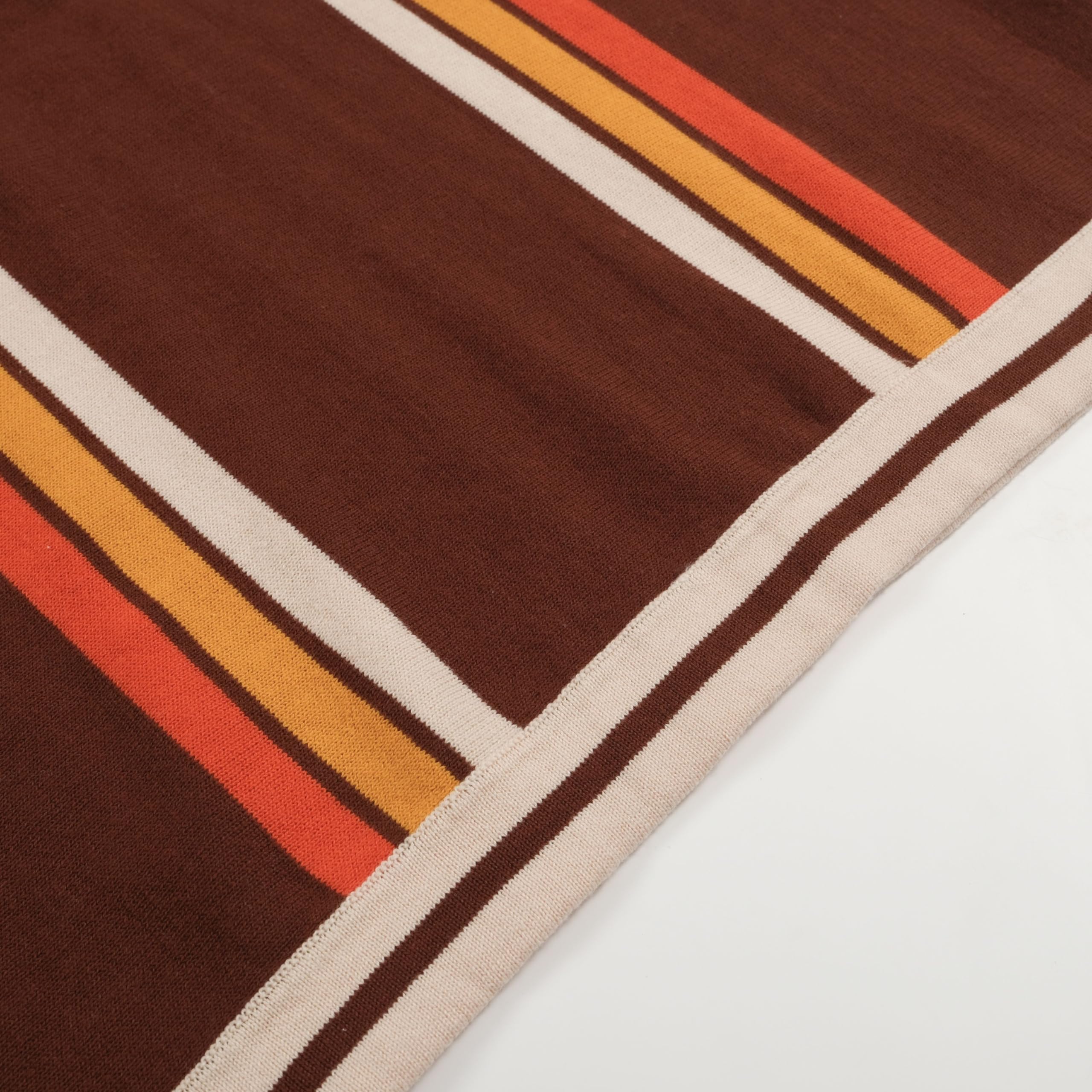 Men's Maroon & Orange Striped Printed Short Sleeve Polo Shirt