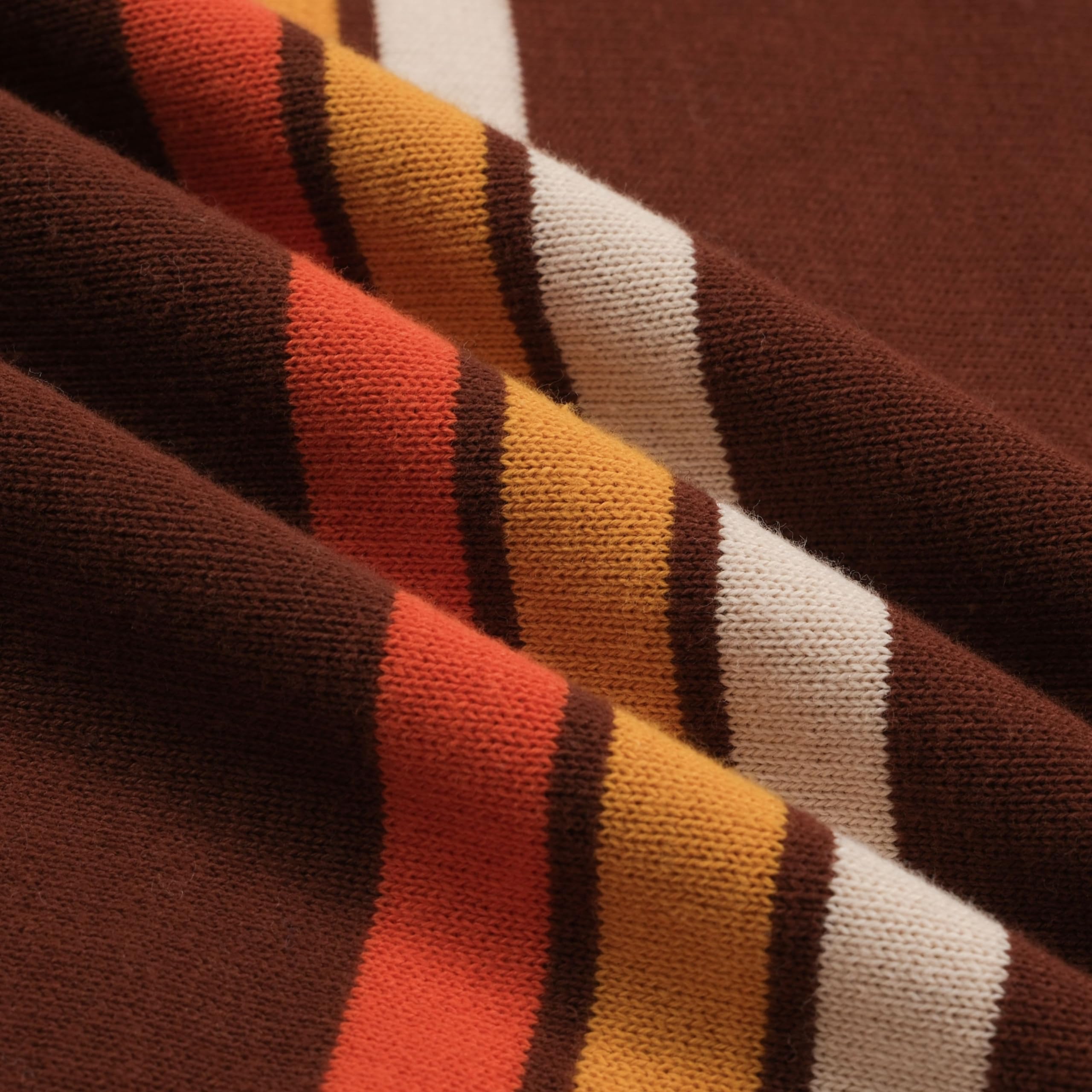 Men's Maroon & Orange Striped Printed Short Sleeve Polo Shirt