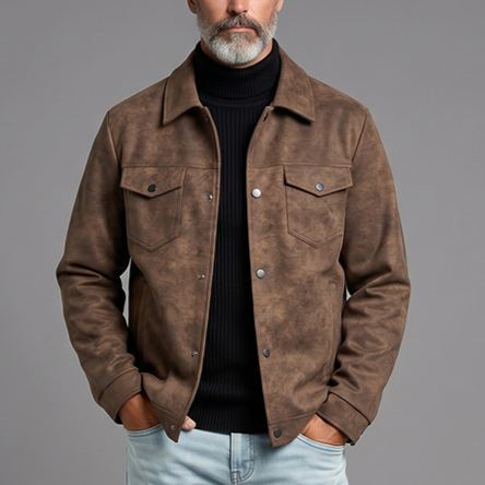 Men's Retro American-Style Loose PU Leather Jacket