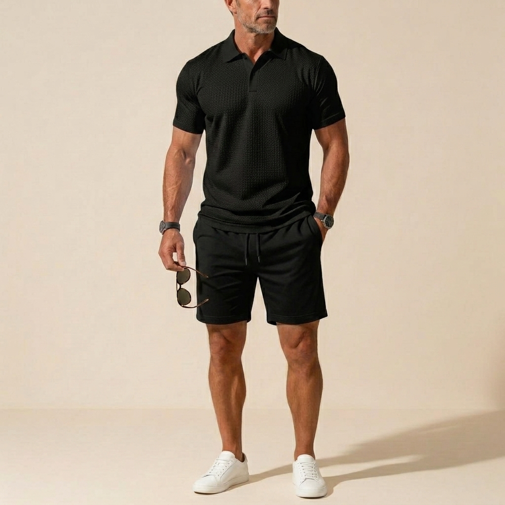 Premium Textured Polo & Shorts Set