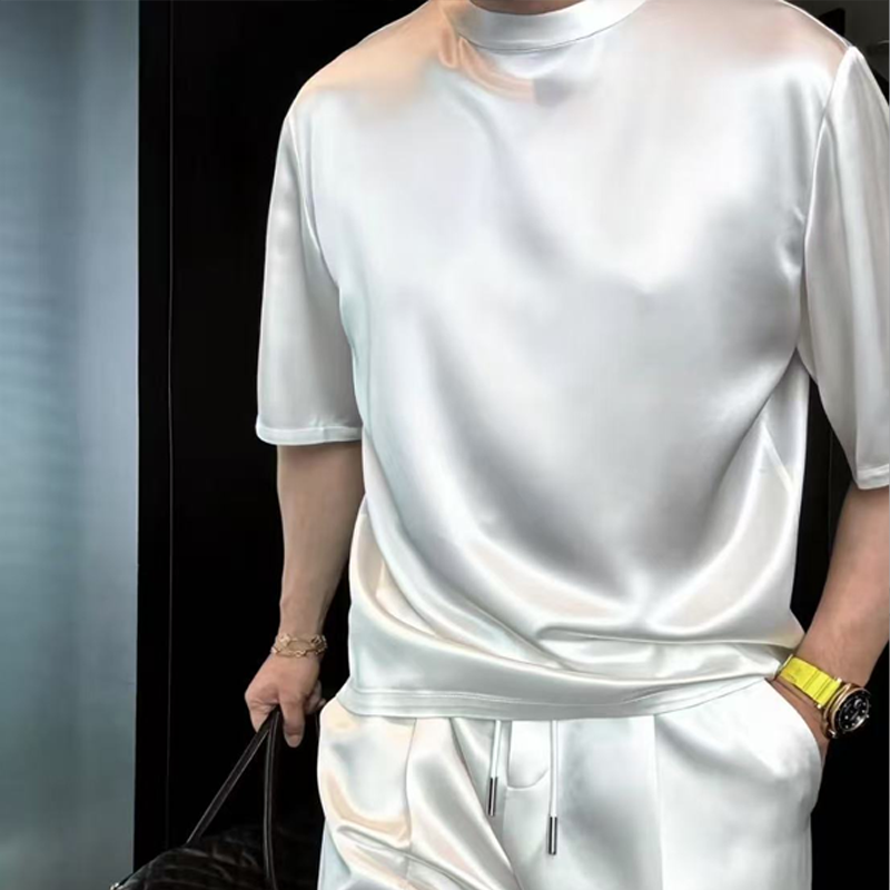🔥High Quality Men's Mercerized Cotton Casual Solid Color Top and Shorts Two-Piece Set【Loose fit, suitable for all occasions】