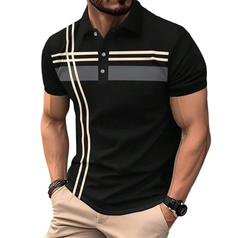⏳Time-Limited Special⏰Men's Striped Short Sleeve Collared Top
