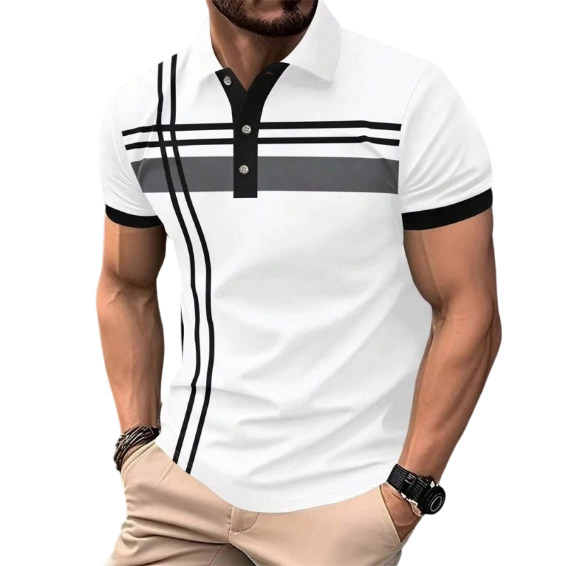 ⏳Time-Limited Special⏰Men's Striped Short Sleeve Collared Top