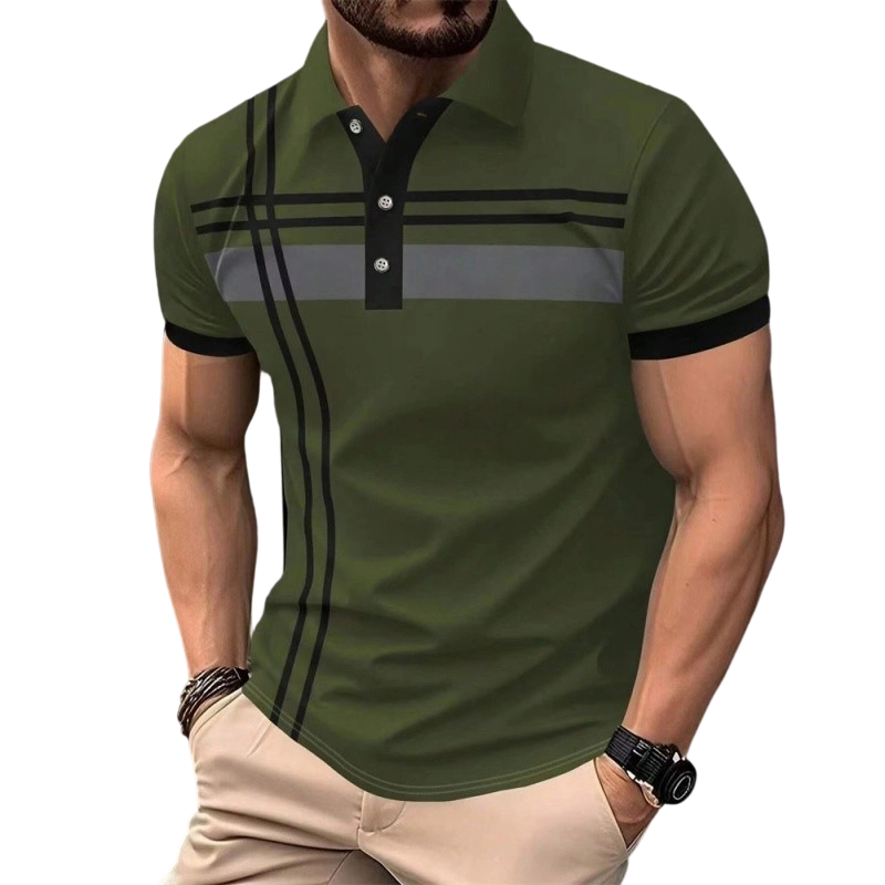 ⏳Time-Limited Special⏰Men's Striped Short Sleeve Collared Top