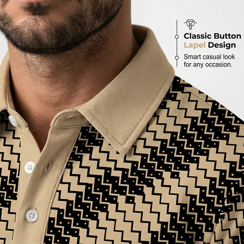 ⏳Time-Limited Special⏰Men's Geometric Print Collared Shirts – Muscle Fit, Breathable, Fade Resistant ✨