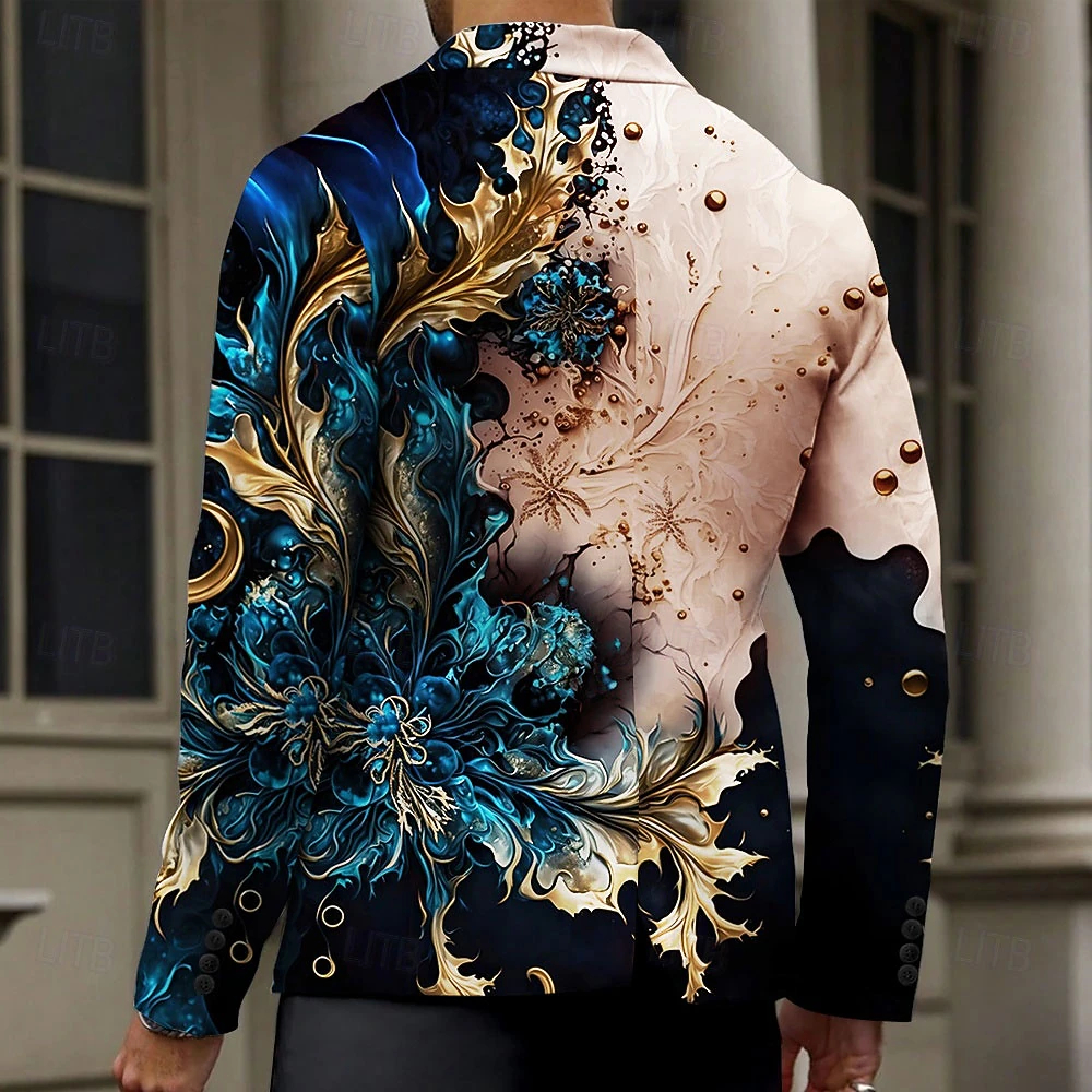  Men's Graphic Long Sleeve Turndown Daily Party Evening Wear 3D Print Buttons Multi Pocket