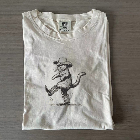 Cowboy Cat Print T-Shirt