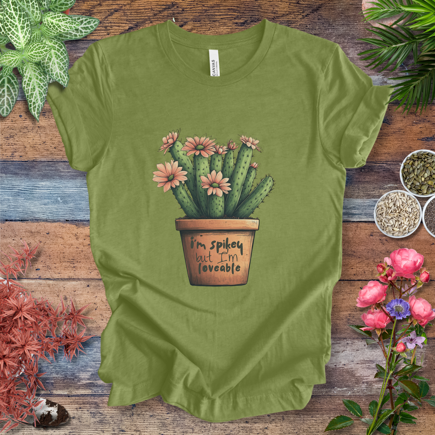 "I'm Spikey but I'm Lovable" Funny Cactus Lover T-Shirt