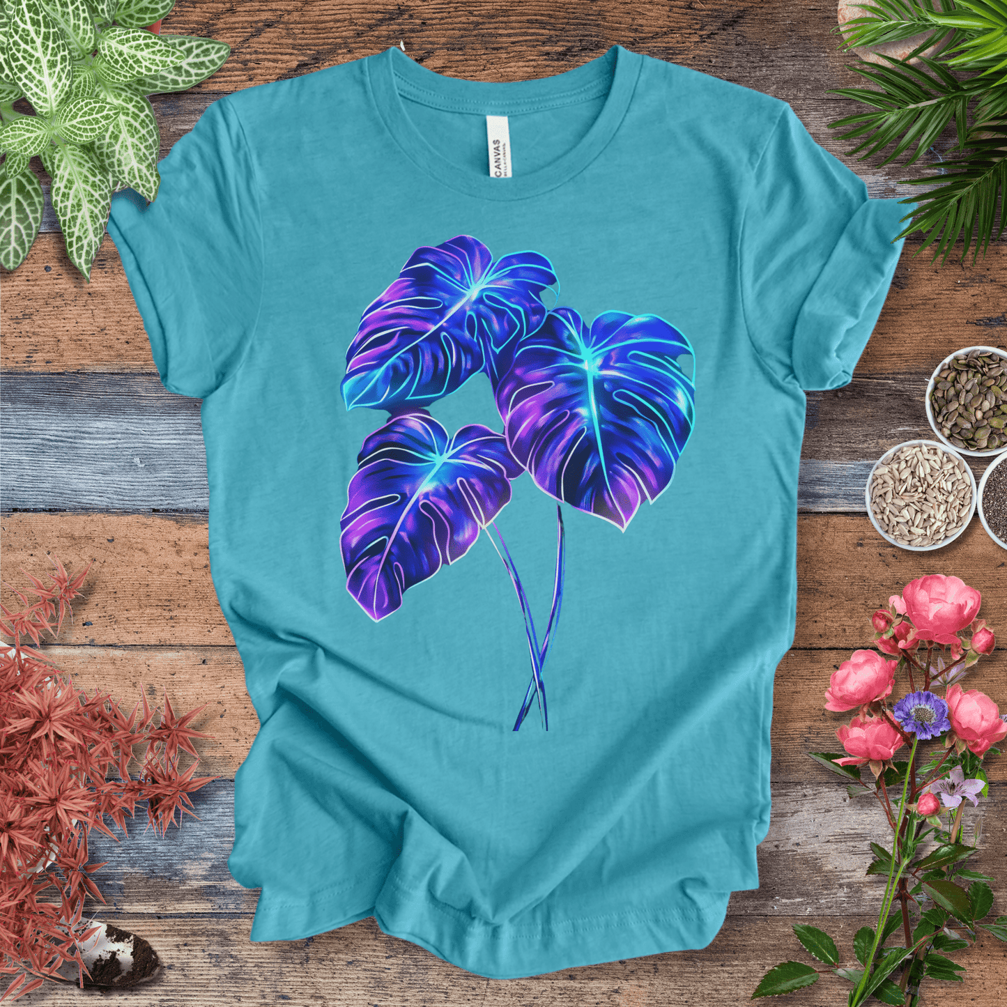 Bioluminescent Monstera Jungle Plant Lover Aesthetic T-Shirt