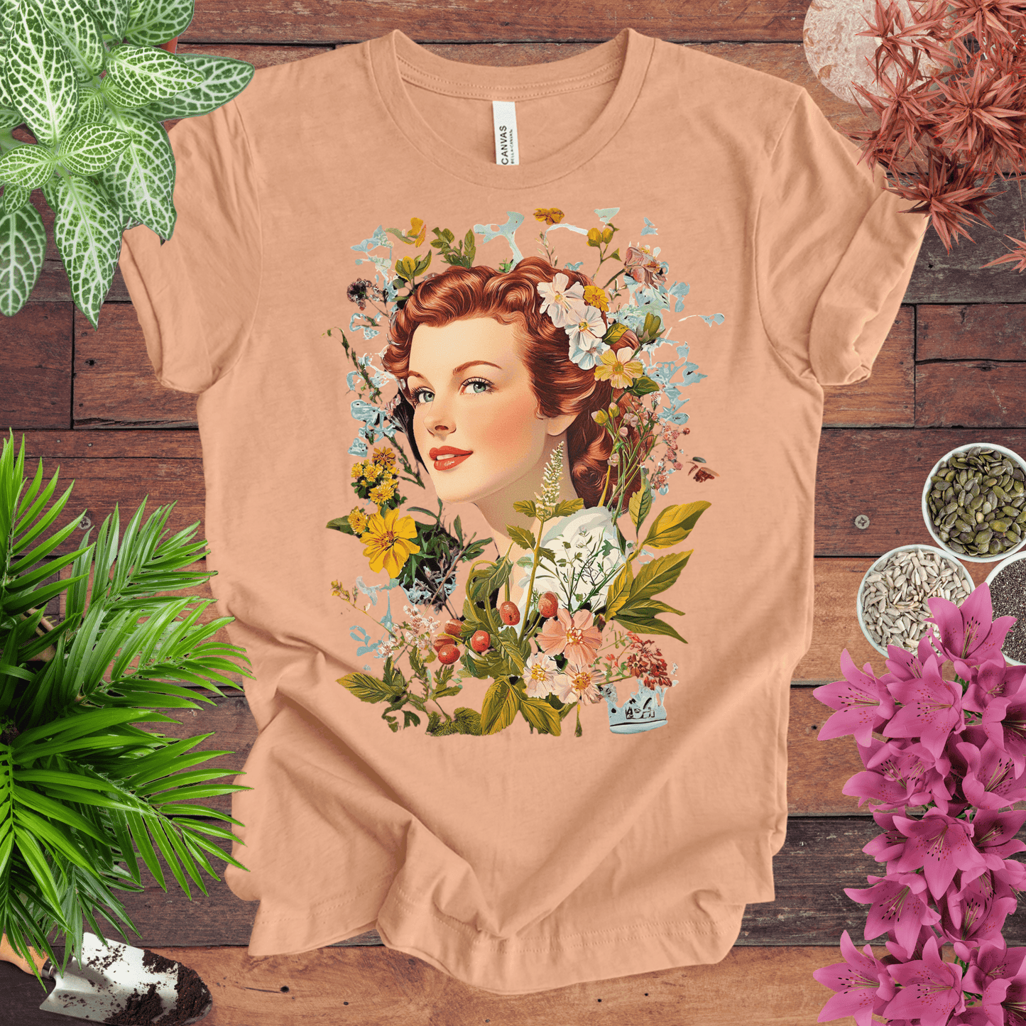 Vintage Floral Portrait T-Shirt