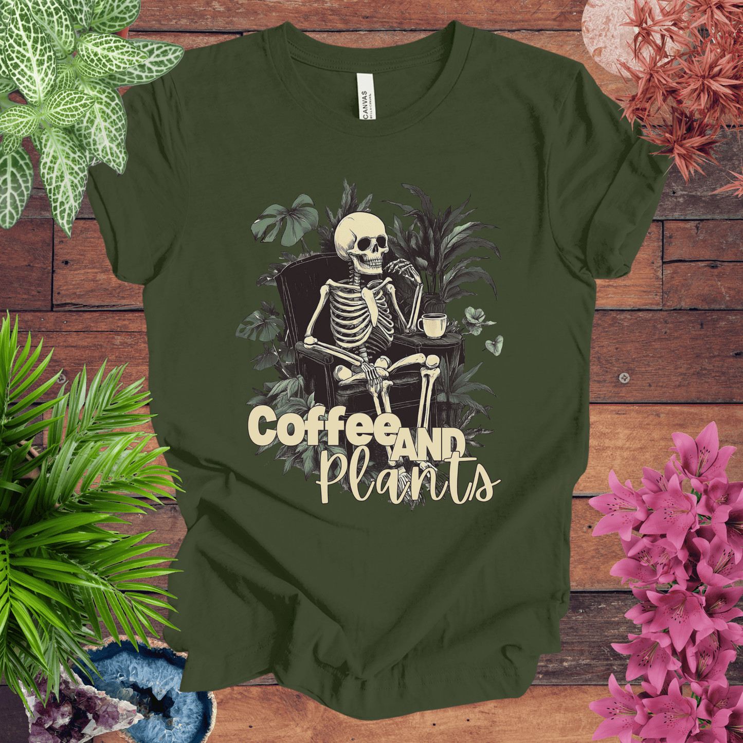 Coffee and Plants Skeleton T-Shirt