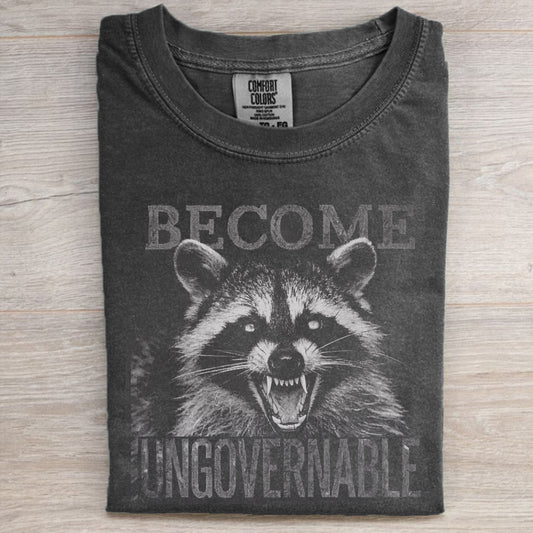 Vintage Angry Raccoon Become Ungovernable Grunge Graphic T-shirt