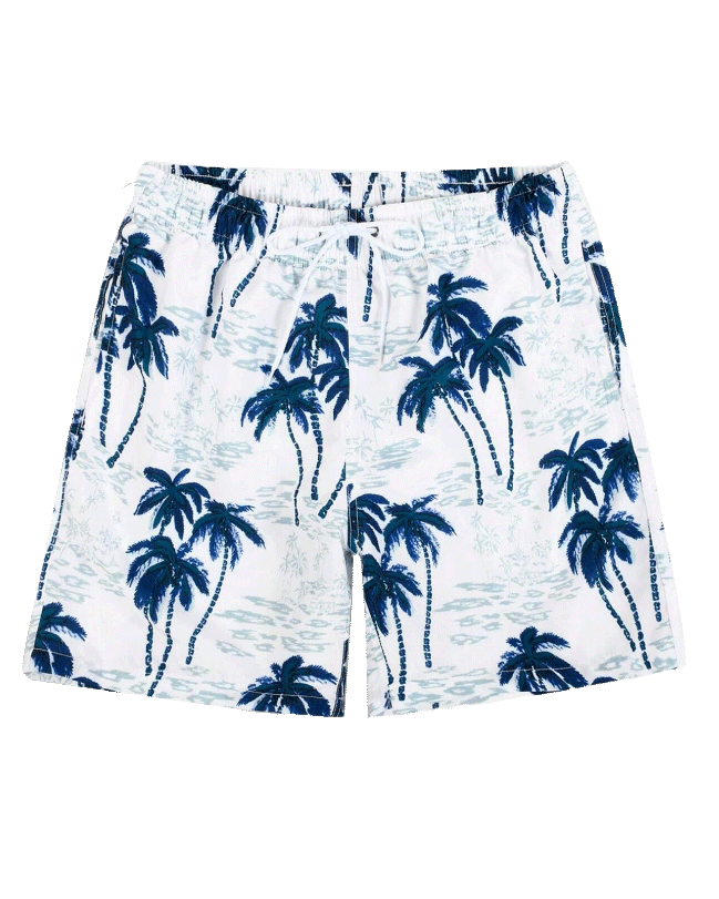 Beach Quick-Dried Coconut Tree-Print Swim Trunks