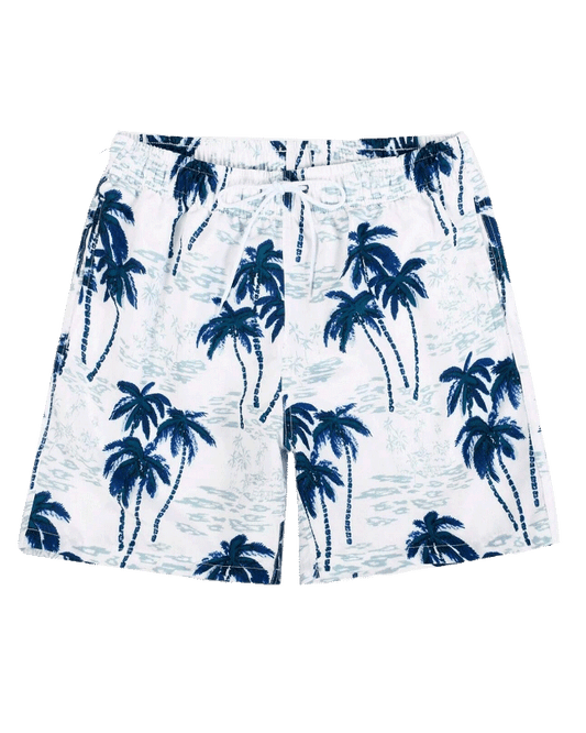 Beach Quick-Dried Coconut Tree-Print Swim Trunks