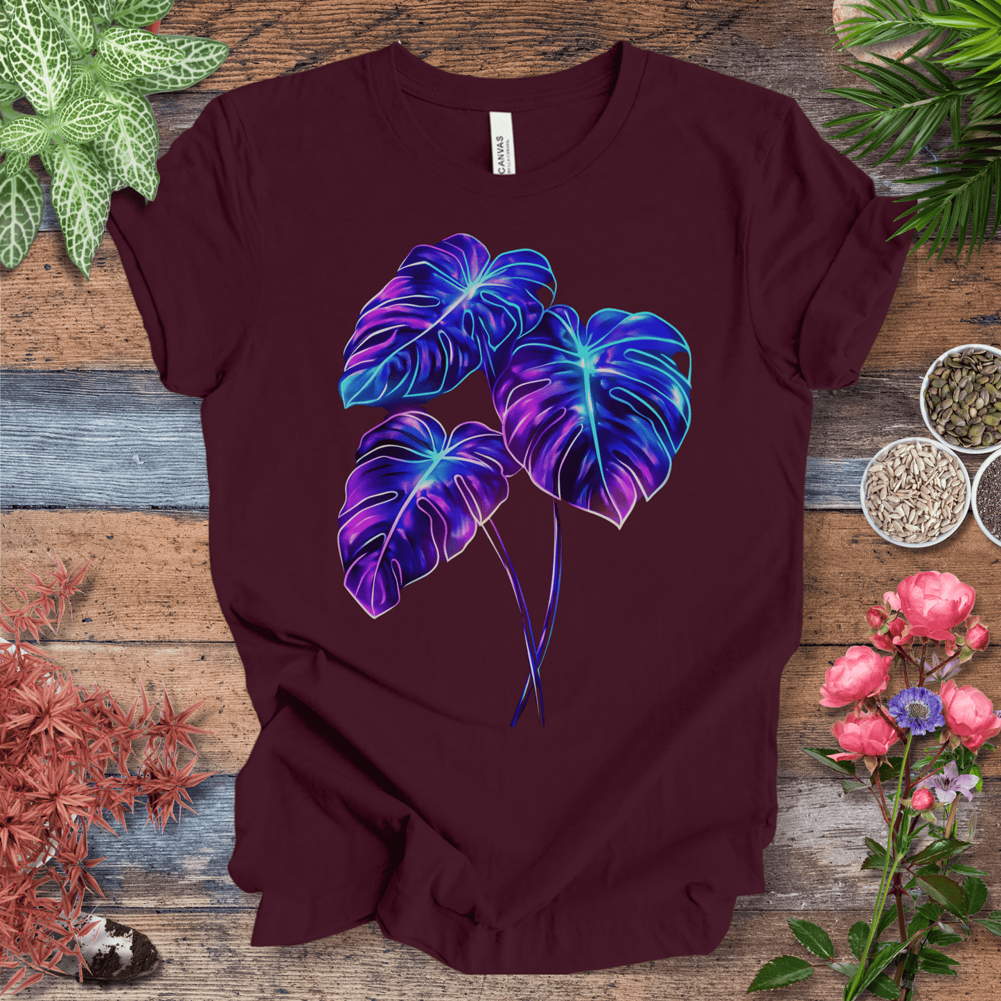 Bioluminescent Monstera Jungle Plant Lover Aesthetic T-Shirt