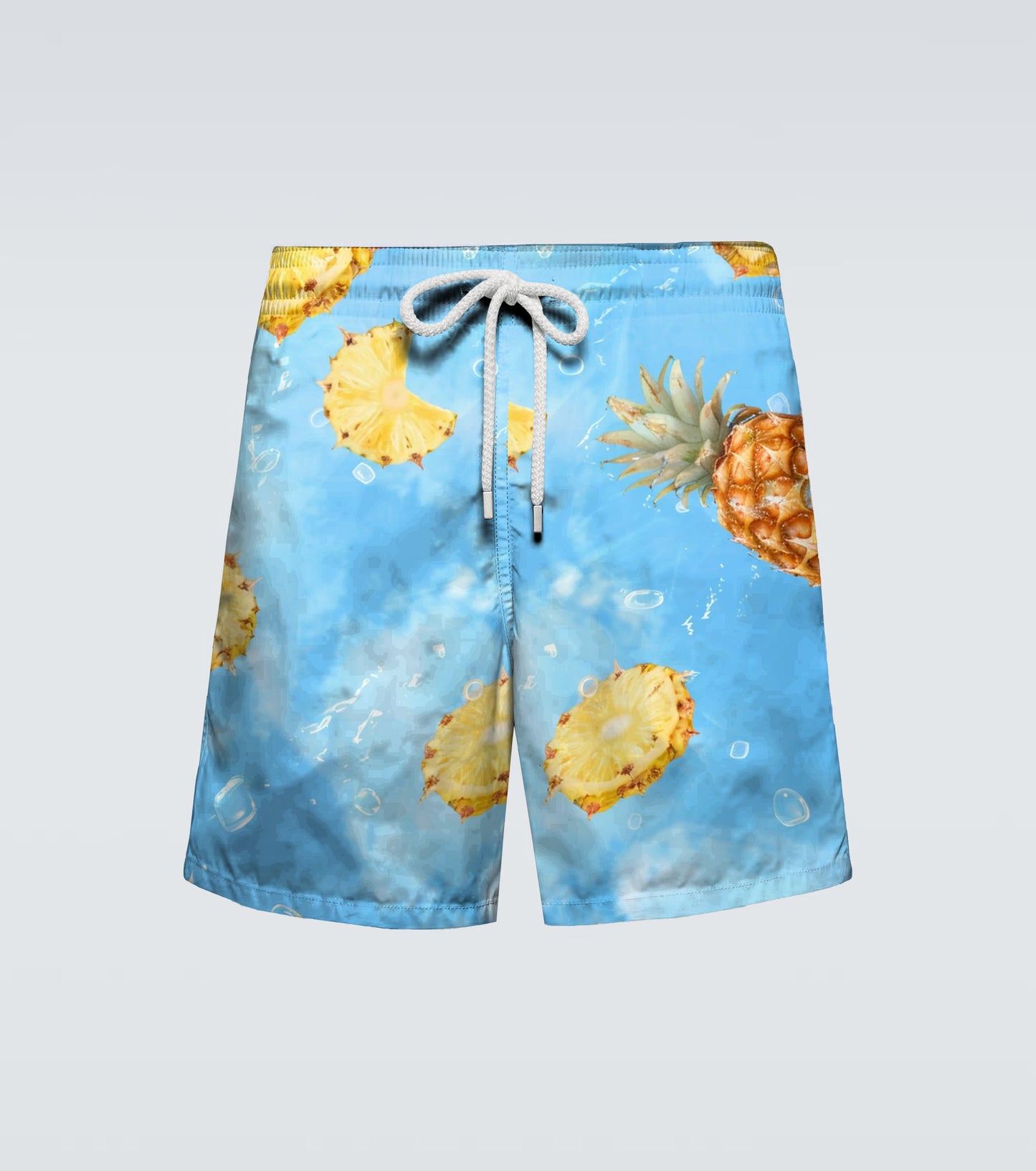 Plus Size Men's Blue Hawaiian Fruit Print Beach Quick-drying Trunks Swimming Trunks