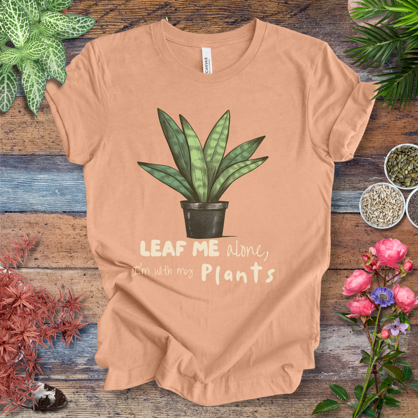 "Leaf Me Alone" Funny Snake Plant Lover T-Shirt