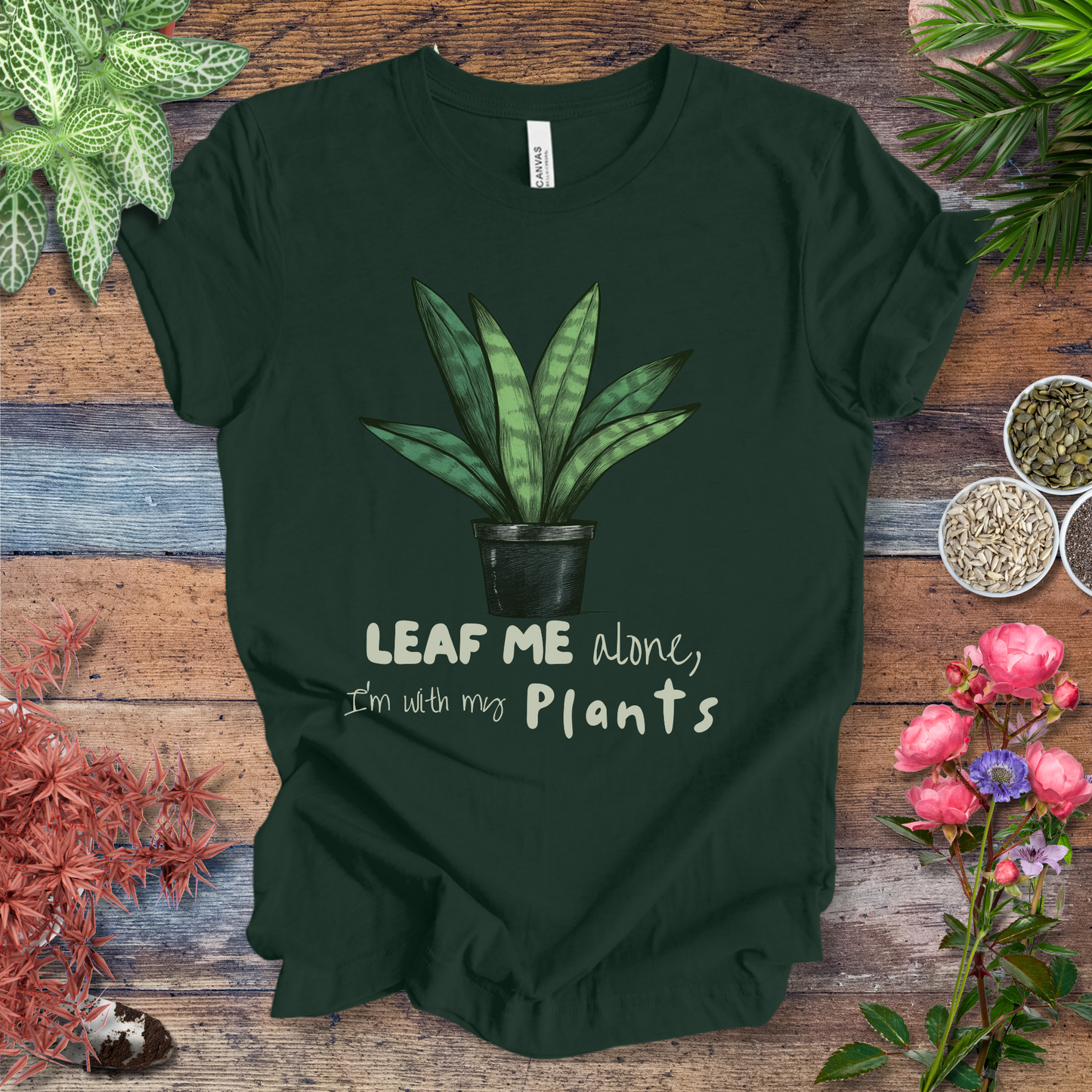 "Leaf Me Alone" Funny Snake Plant Lover T-Shirt