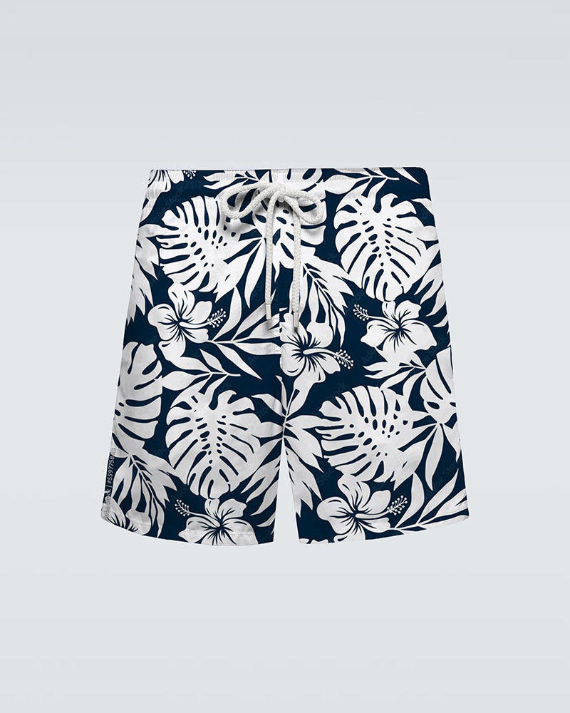 Hawaiian Holiday Big Leaf Print Beach Quick-drying Trunks Swimming Trunks Plus Size Men