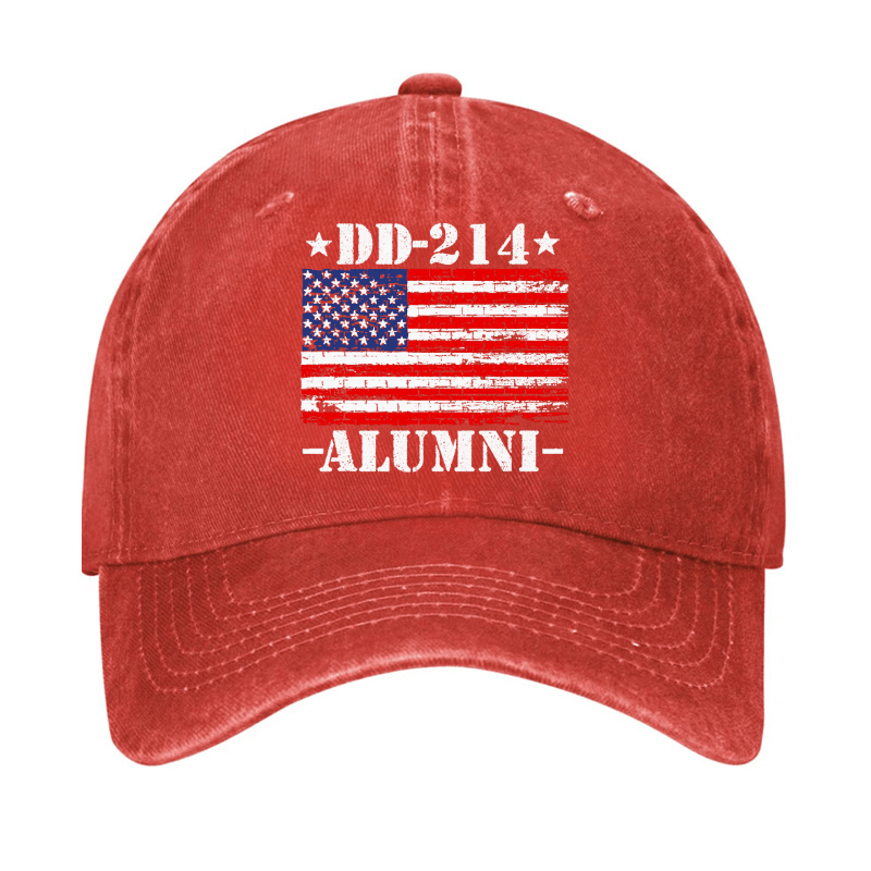 DD-214 Alumni Military Veteran American Flag Patriotic Cap (Free Customization)