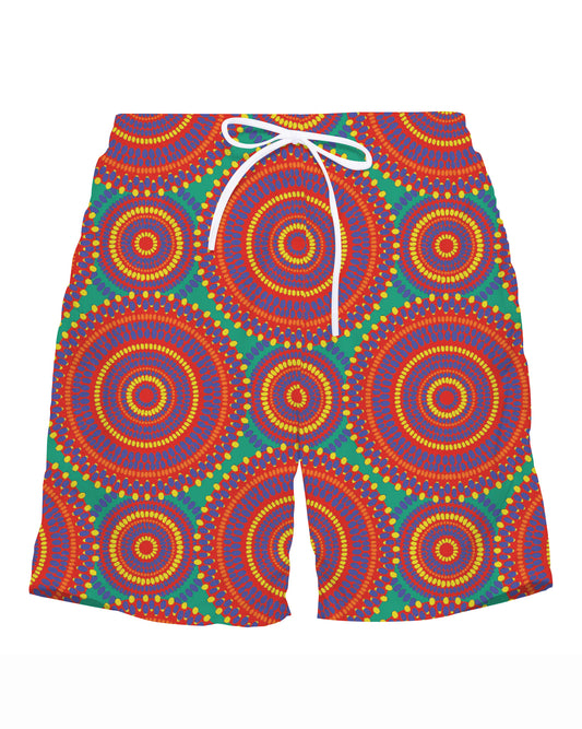 Colorful Circle Print Men's Plus Size Beach Quick-drying Trunks Swimming Trunks