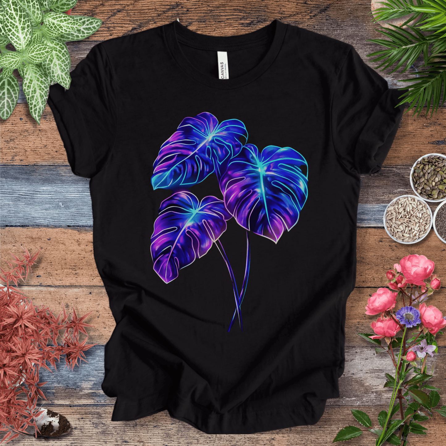 Bioluminescent Monstera Jungle Plant Lover Aesthetic T-Shirt