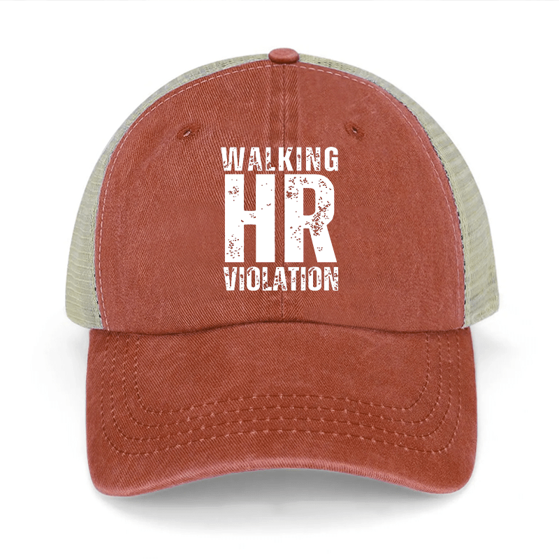 Walking HR Violation Washed Denim Mesh Back Cap