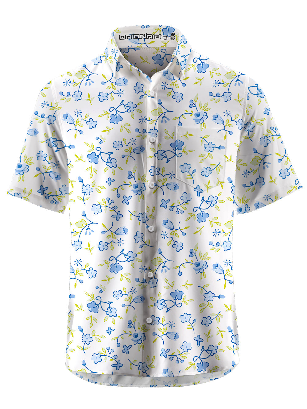 Orionride Blue Flower Bicycle Zipper Pockets Ultra Lightweight Short Sleeves Gravel Shirt