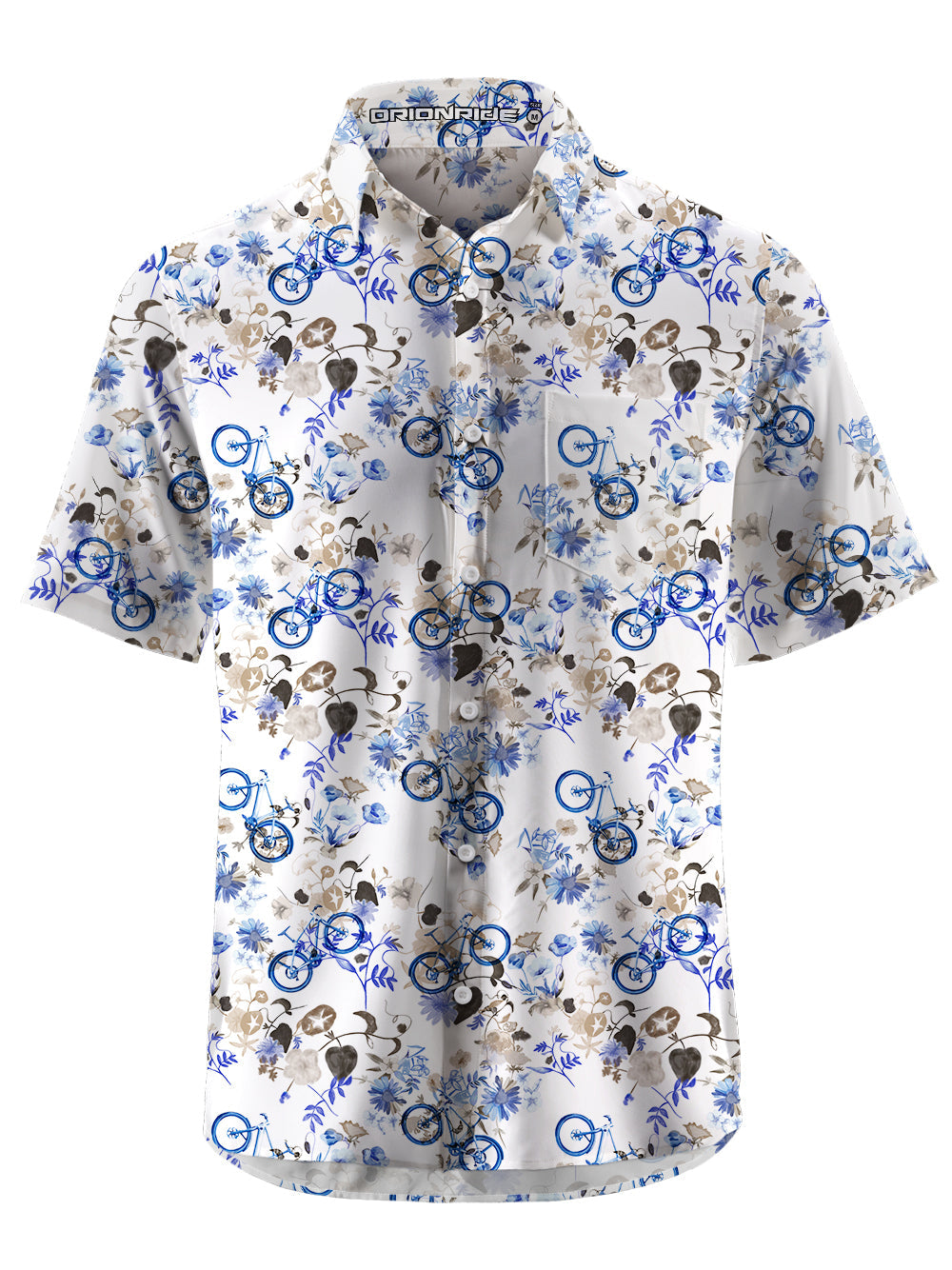 Orionride Short Sleeves Bicycle Print Zipper Pockets Ultra Lightweight Gravel Shirt