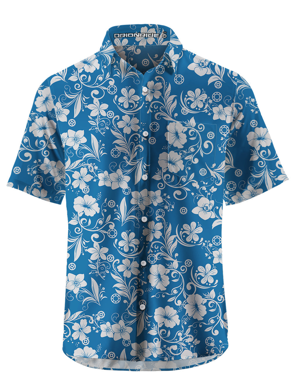 Orionride Short Sleeves Hawaiian Flowers Zipper Pockets Ultra Lightweight Gravel Shirt