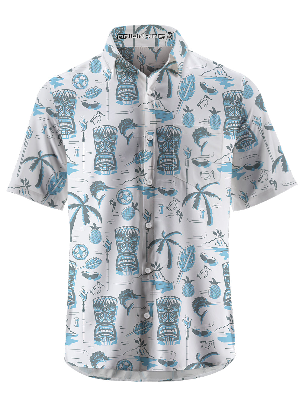 Orionride Hawaiian Ethnic Customs Zipper Pockets Ultra Lightweight Short Sleeves Gravel Shirt