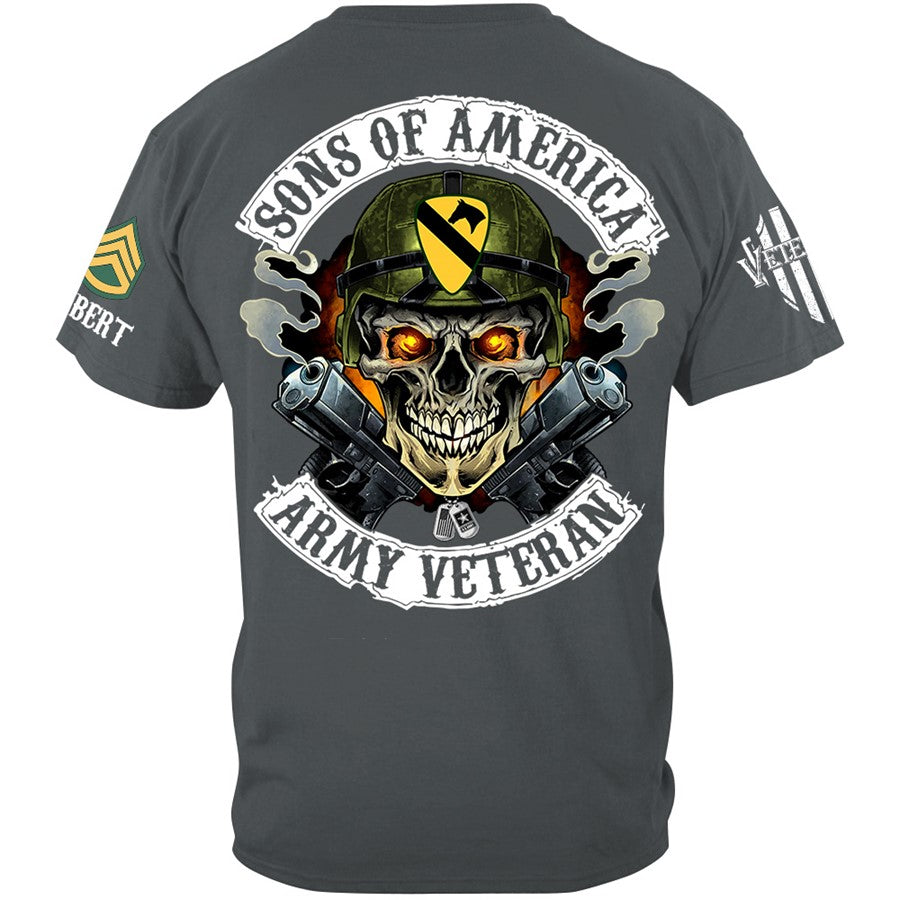 Skull Sons Of America US Army Veteran Custom Shirt For Soldier Veteran H2511 Trna