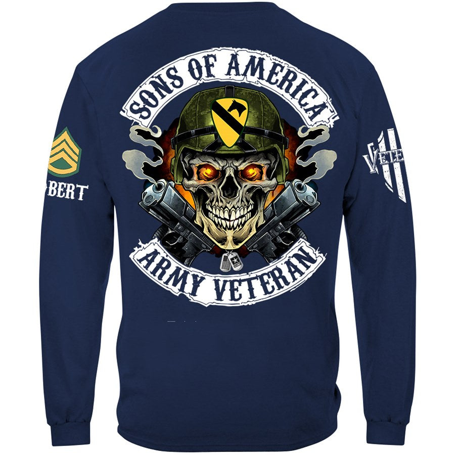 Skull Sons Of America US Army Veteran Custom Shirt For Soldier Veteran H2511 Trna