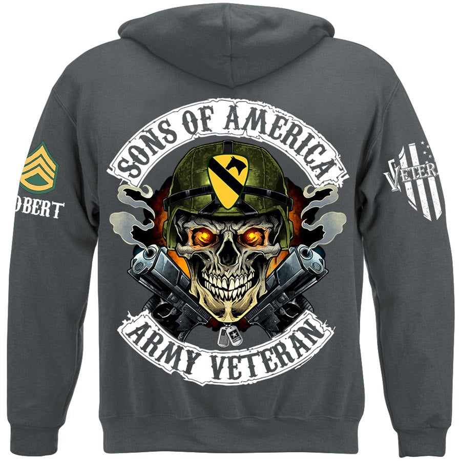 Skull Sons Of America US Army Veteran Custom Shirt For Soldier Veteran H2511 Trna