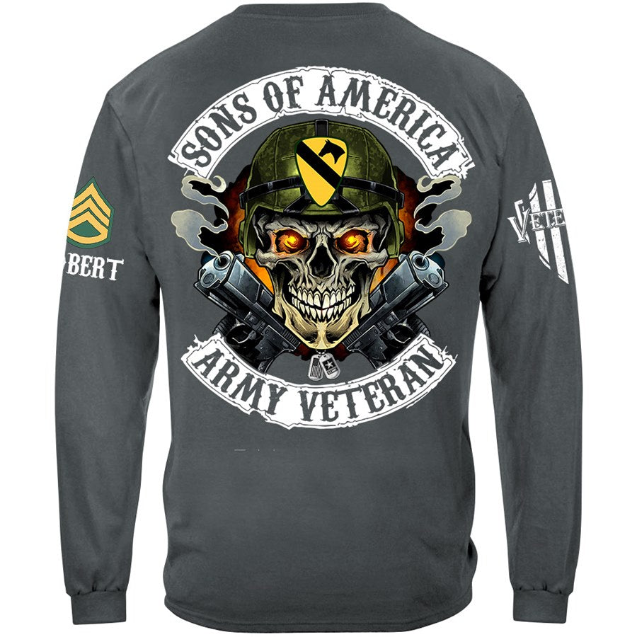 Skull Sons Of America US Army Veteran Custom Shirt For Soldier Veteran H2511 Trna