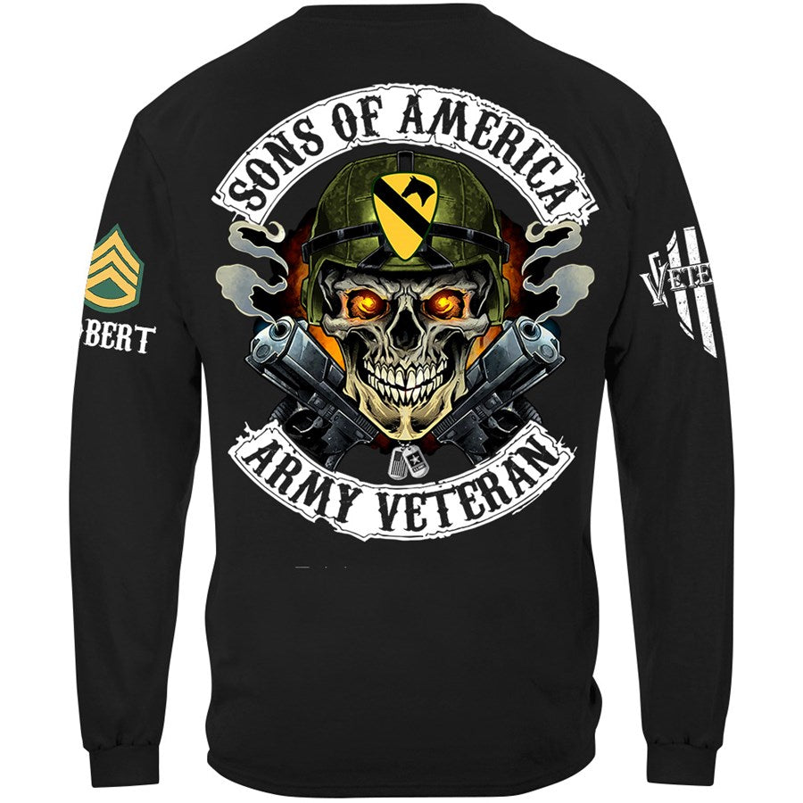 Skull Sons Of America US Army Veteran Custom Shirt For Soldier Veteran H2511 Trna