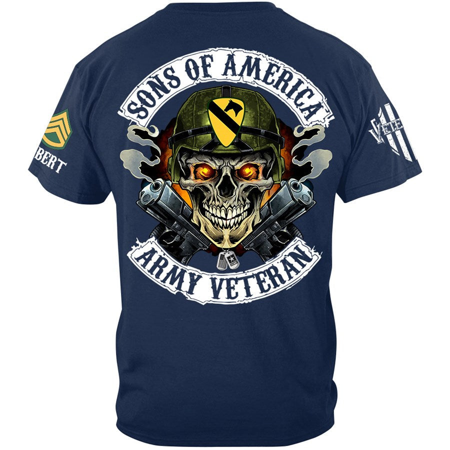 Skull Sons Of America US Army Veteran Custom Shirt For Soldier Veteran H2511 Trna