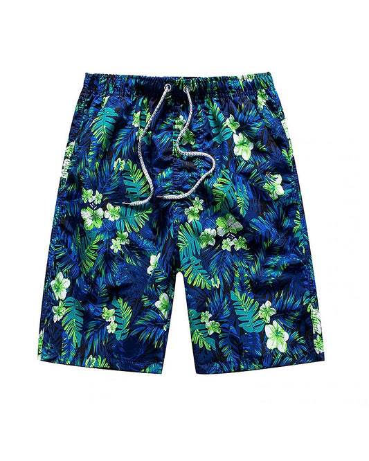 Beach Quick-drying Fabric Leaves Swimming Trunks Men's Plus Size