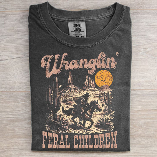 Retro Wranglin' Feral Children Raccoon 90s Western T-Shirt