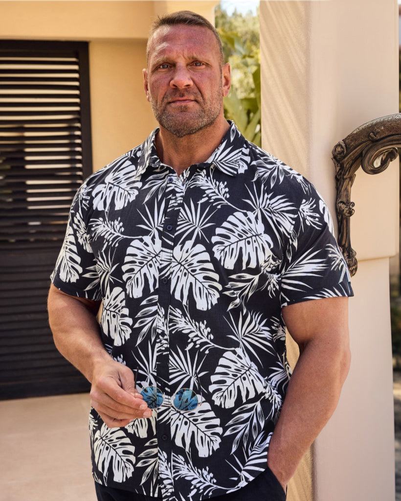 Men's Plus Size Classic Hawaiian Plants Short Sleeve Shirt