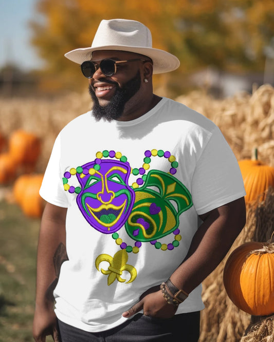 Men's Plus Size Carnival Multi-colored Masks T-Shirt