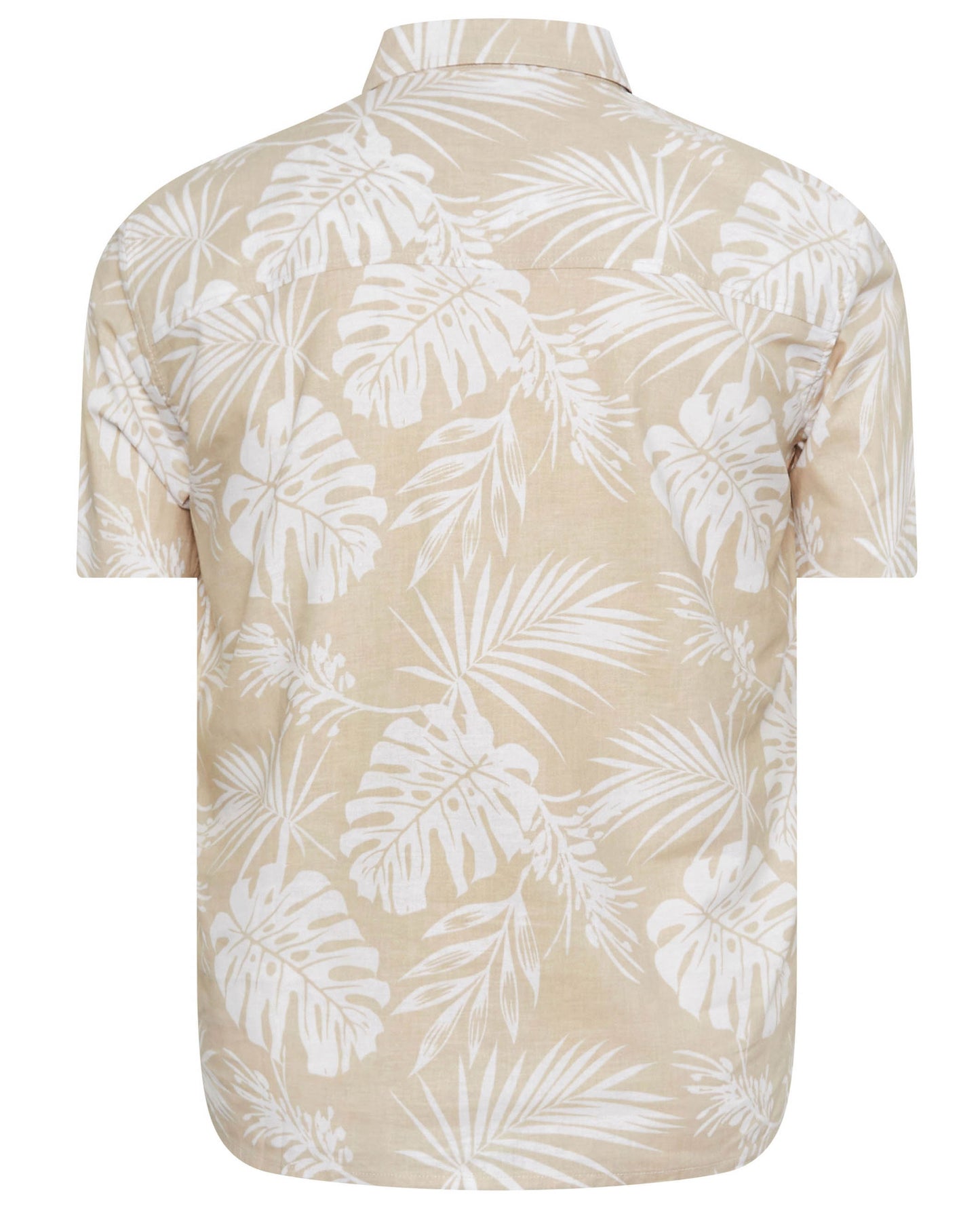 Men's Plus Size White Banana Leaves Print Short Sleeve Shirt