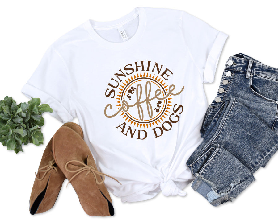 Sunshine, Coffee And Dogs Premium T-Shirt White