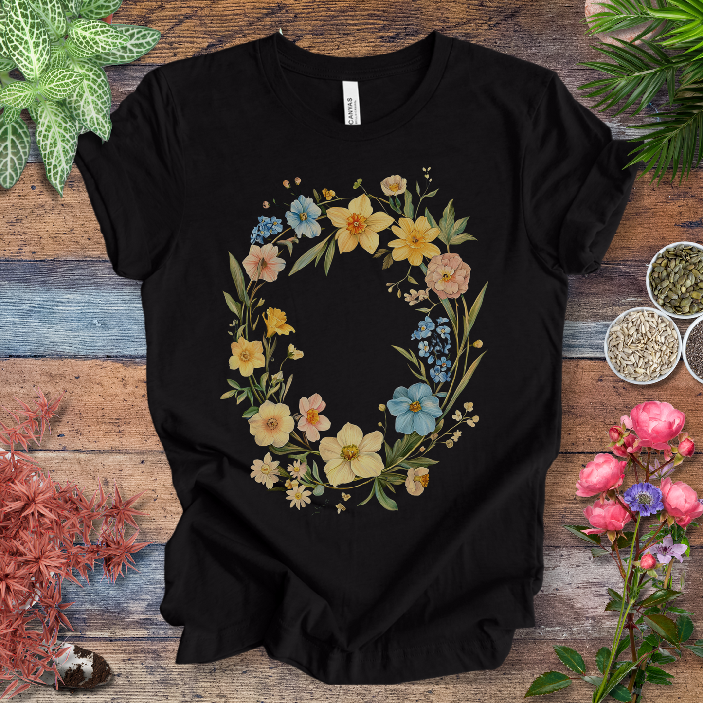 Spring Meadow Floral Wreath T-Shirt