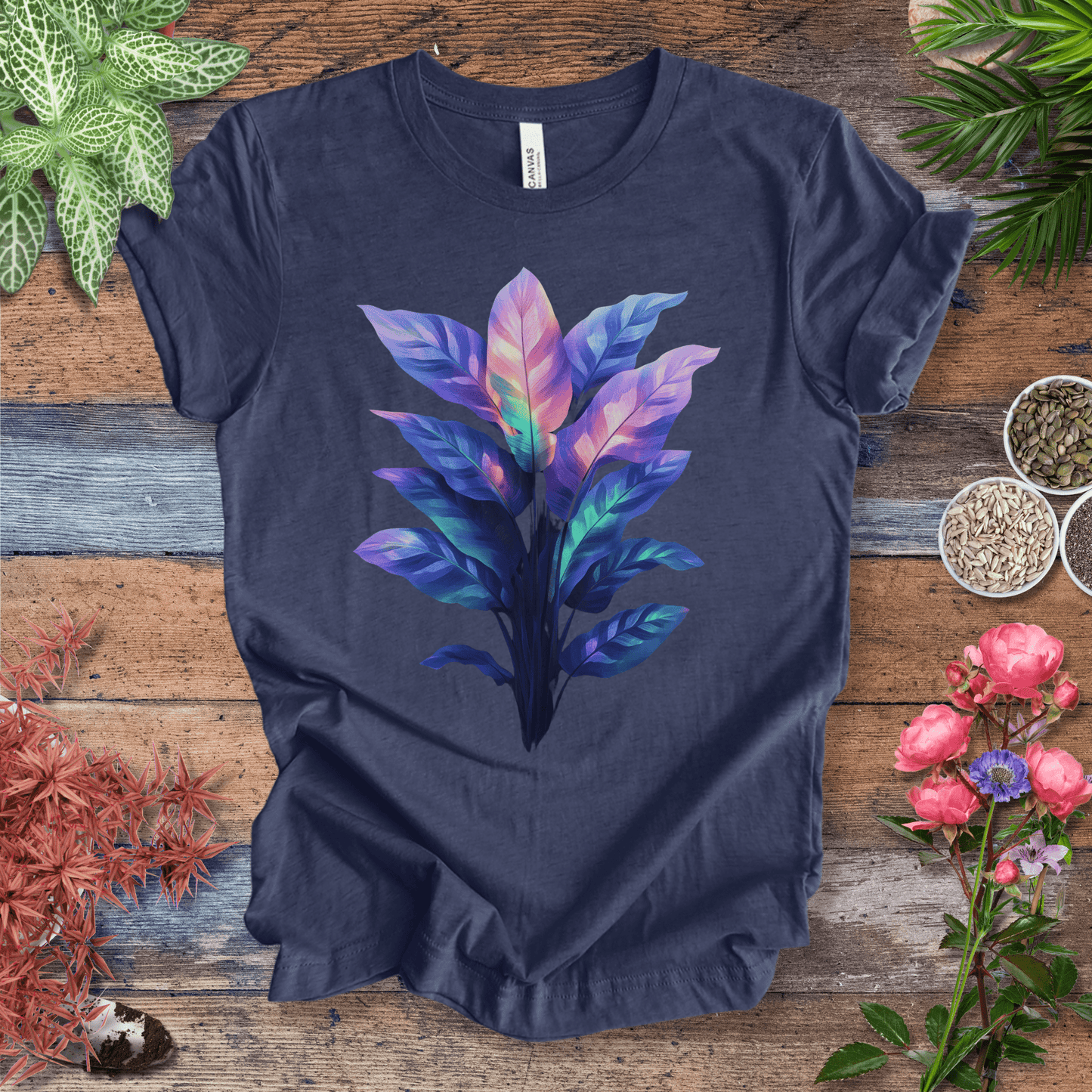 Aurora Glow Gradient Leaf T-Shirt